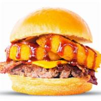 Bbq Burger · Bbq sauce, beef bacon, onion ring, American cheese.
