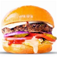 Black Bean Burger · Black bean veggie patty, habanero cheese, lettuce, tomato, red onion, pickle, ketchup, famou...