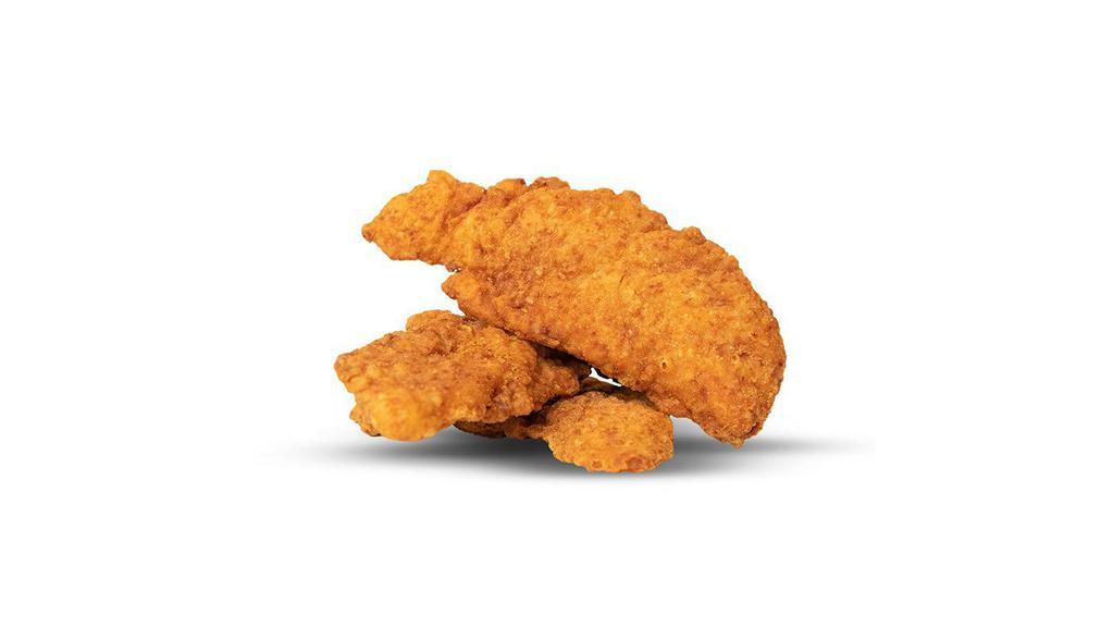 Crispy Chicken Tenders · Golden brown chicken tenders served with choice of side and dipping sauce.