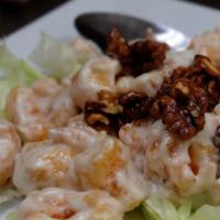 Shrimp Honey Walnuts · Creamy sweet sauce, lettuce, honey walnuts. Served with white rice.