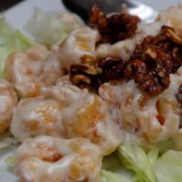 Shrimp Honey Walnut · Creamy sweet sauce, lettuce, honey walnuts. Served with white rice.