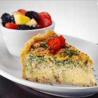 Quiche Florentine · Housemade daily and served in our own flaky crust with spinach and bacon. Served with fresh ...