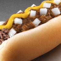 Loose Burger · Seasoned ground beef packed in a steamed hot dog bun topped with chili, mustard and freshly ...