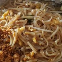 Pad Thai · Thai style thin rice noodles stir-fried with eggs, bean sprouts, green onions, and pad Thai ...