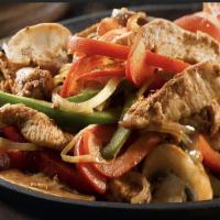 Chicken Fajita · A sizzling grilled dish with sauteed onions and green peppers. served with rice beans guacam...