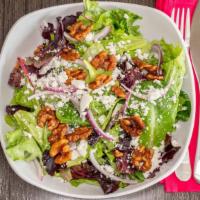 1500 Park Place Salad · Seasonal mixed greens, candied walnuts, goat cheese, red onion, with white balsamic vinaigre...