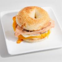 Bagel Sandwich - Turkey, Egg & Cheese · Made to order breakfast sandwich. Toasted bagel filled with Turkey, Egg & Cheese
