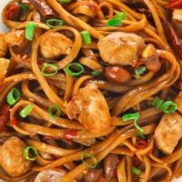 Kung Pao Noodle · Spicy. Egg noodle stir fried with sliced green onion, carrot, bean sprout, dry chili and roa...