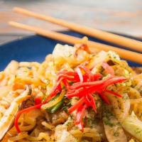 Yakisoba · Japanese stir fried egg noodle, mixed vegetable with choice of meat.