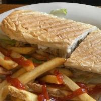 Chicken Sandwich · Lettuce, tomato, onions, mayo, cheese.