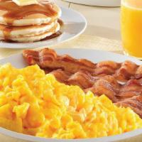 Breakfast Feast · Scrambled eggs with your choice of bacon, sausage links, or sausage patties, and eight panca...