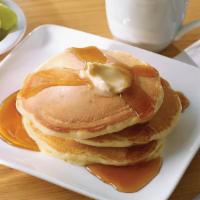Pancakes · A short stack of 3 pancakes.