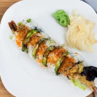Shrimp Tempura Roll · Fried shrimp tempura, avocado, cucumber, green salad caviar.