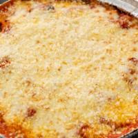 Mostaccioli (Small) · Mostaccioli pasta topped with our savory sauce, parmesan and mozzarella.