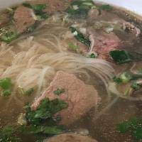 Pho Meatball · Beef meatball, rice noodles, beef broth, onion and pepper.