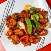 . Chicken · Stir-fried broccoli snow peas and water chestnuts in oyster sauce. served with rice.
