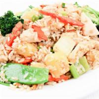 330A. Thai Fried Rice · Stir fried Rice with onions, peapods, tomatoes, carrot and eggs in a Thai seasoning sauce. C...