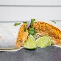 Birria Burrito · Extra Large Burrito filled with choice of Birria Beef or Chicken, Rice, Beans, Chihuahua Che...