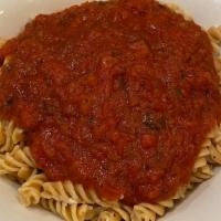 Chickpea Pasta · With organic tomato sauce (vegan) The dinner includes a 1/2 pint of whipped potatoes with a ...