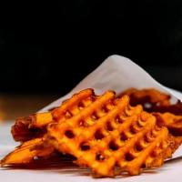 Sweet Potato Waffle Fries · Waffle Cut, fried in canola oil and served with Honey Mustard