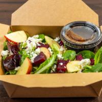 Market Salad · Mixed greens, seasonal vegetables, goat cheese, and balsamic vinaigrette.