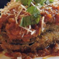 Eggplant Lasagna (Gf) · Shiitake bolognese, spinach, ricotta, parmesan, mozzarella