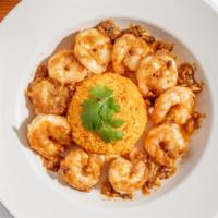 Camarones Al Ajo · Shrimp sautéed with garlic salt, pepper, lime juice, and butter. Served with rice and french...