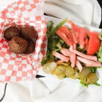 Falafel Plate · 8 pieces of ground chickpeas, onion, parsley, garlic, a touch of our spices fried to order s...