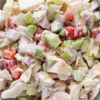 Chicken Salad · Lettuce, tomatoes, cucumbers, onions, pickles, turnip and chicken.