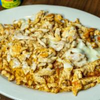Arroz Con Pollo · Grilled chicken strips topped with cheese dip. Served with rice.
