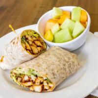 Chicken Chipotle Wrap · Sliced grilled Cajun chicken, tomato, avocado, lettuce and chipotle mayonnaise.