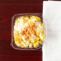 Corn- Small 12 Oz · Sweet corn boiled to perfection, topped with mayonnaise, cotija cheese, butter and chili pow...