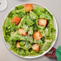 Classic Caesar Salad · (Vegetarian) Romaine lettuce, house croutons, and  parmesan cheese tossed with Caesar dressi...