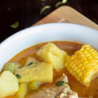 Sancocho De La Casa · Traditional colombian soup that combines
potatoes, yuca, corn, plantains and meat.
