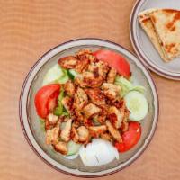 Grilled Chicken Salad (Small) · Lettuce, marinated chicken breast with tomato, egg, cheese and cucumbers.