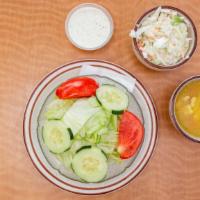 Tossed Salad (Large) · Lettuce, tomato, and cucumbers.