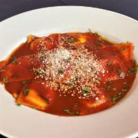 Ravioli · Your choice of Meat, Cheese or a combination of both served in Maggie's sugo
