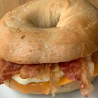 Bacon, Egg & Cheese Breakfast Sandwich · Egg,  Bacon and cheese on your choice of bagel