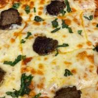 Small Meatball Pizza · Big kel's meatballs, marinara, pizza cheese, fresh basil, and pecorino romano cheese.