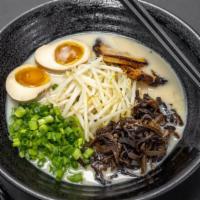 Spicy Shoyu Ramen · Roku ramen Shoyu base soup (traditional 12+ hour boil), noodles, green onions, kikurage (mar...
