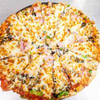 Around The World Pizza · Our around the world pizza is topped with pizza sauce, sausage, pepperoni, mushrooms, onions...