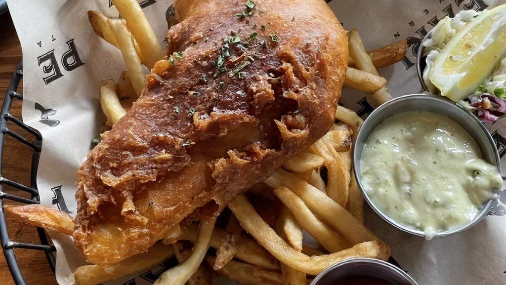 Fish N Chips · fresh cod beer battered with Fries and Tarter sauce