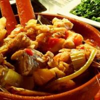 Caldo 7 Mares · 7 SEAS Soup SHRIMP, OCTOPUS, CLAM, OYSTER, FISH, MUSSELS and CRAB LEGS  in a delicious steam...
