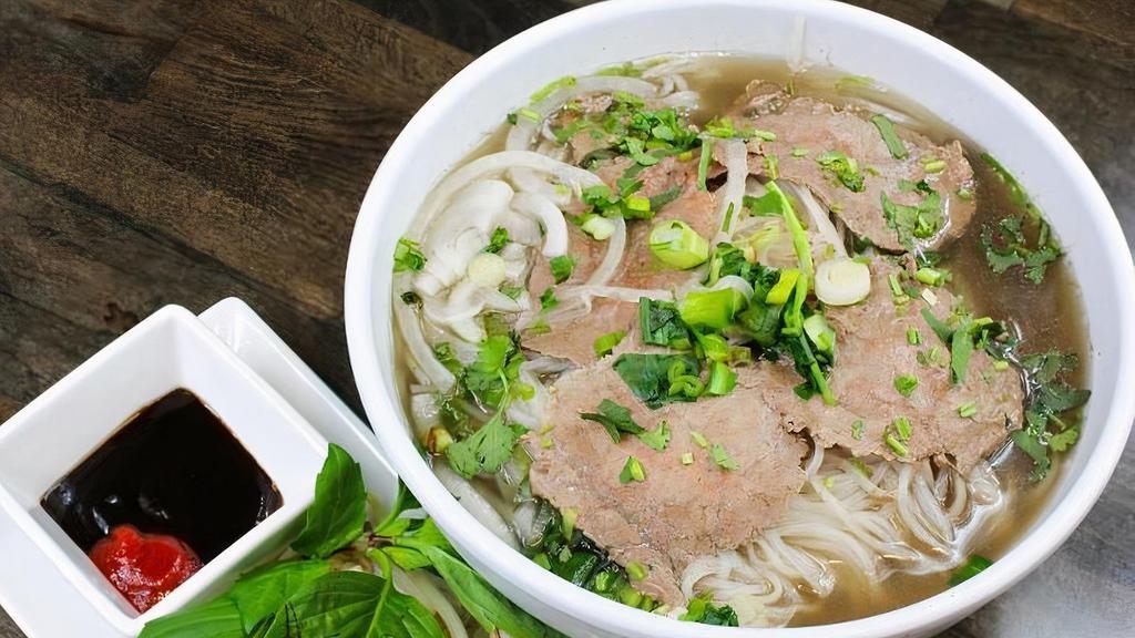 Pho Tai · Pho w/ Lean Beef.  NOTE: For takeout, the lean beef is thinly sliced and served raw.  Please boil broth and cook the lean beef before serving.