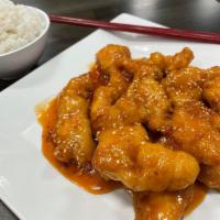 Sesame Chicken Or Shrimp (New) · Breaded chicken or shrimp deep fried, then stir fried with our delicious sesame sauce. Serve...