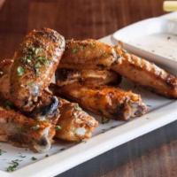 Smoked Wings · Choice of 6, 12 or 18 house-smoked wings, with choice of suce and dressing