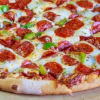 Supreme · Sausage, pepperoni, onions, mushrooms & green peppers.