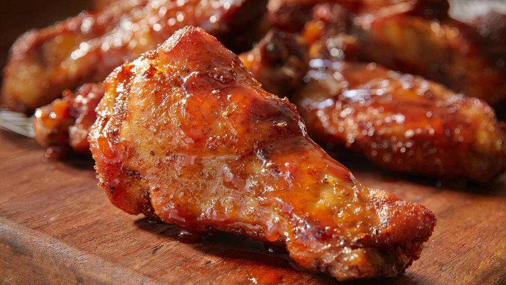 Smoked Wings · Giant, juicy, rubbed, house-smoked to double the intense flavor, drizzled with a sweet glaze, dusted with house seasoning.