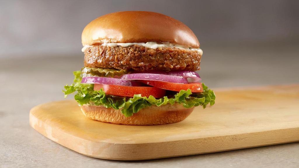 Good Seed Burger  · Our veggie patty is packed with super foods like chia and hemp seeds, sprouted grains, and spices. Served Falafel style with lettuce, tomato, red onion, pickles and topped with a garlic mayo and touch of sriracha. Served with your choice of 1 side.