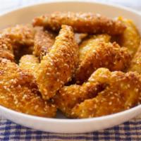 Chicken Strips · Five pieces of mouthwatering chicken strips.